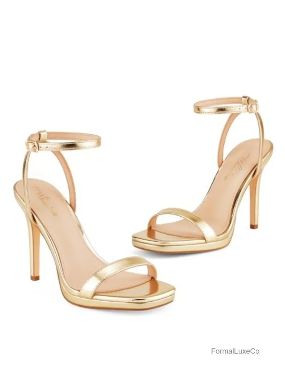 Stiletto Strappy Heeled Sandals Square Open Toe Ankle Strap Buckle Heels